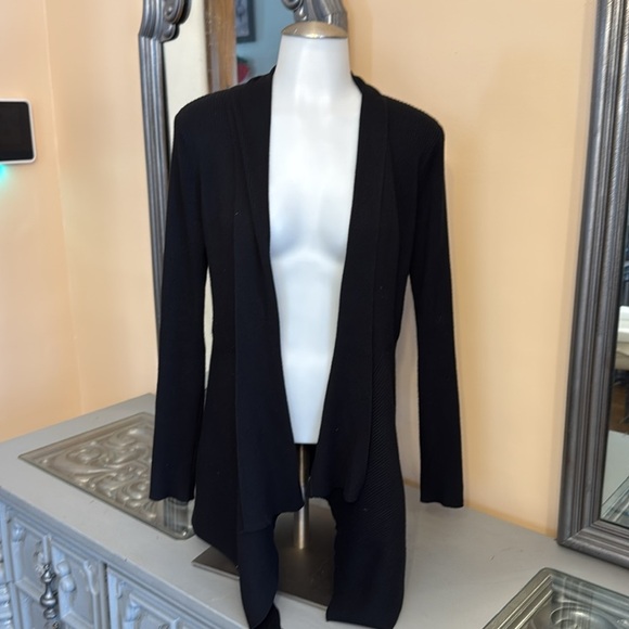 Carmen XS Long Sleeve Open Front Drape Cardigan Loose Casual Lightweight Black - Picture 1 of 9